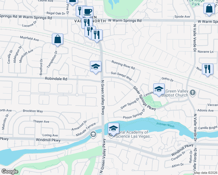 map of restaurants, bars, coffee shops, grocery stores, and more near 240 Windsong Drive in Henderson