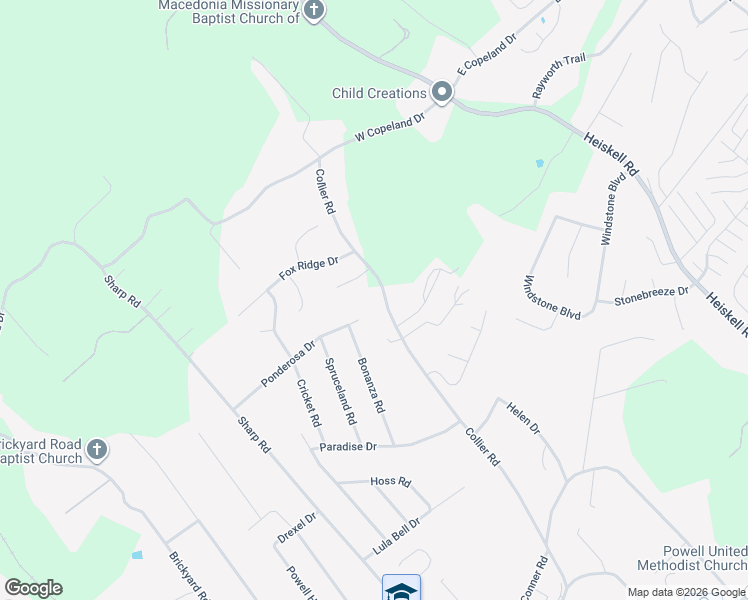 map of restaurants, bars, coffee shops, grocery stores, and more near 8237 Collier Road in Powell