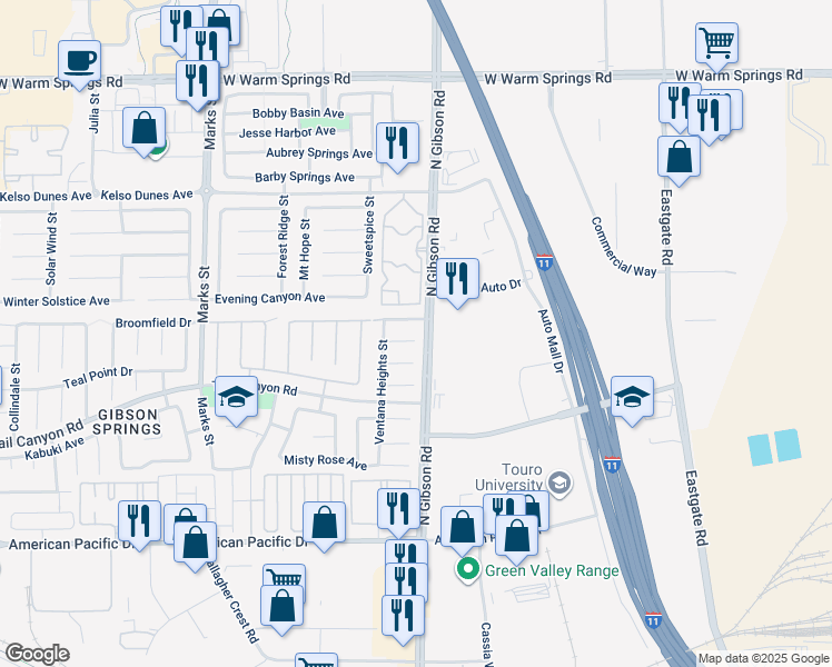 map of restaurants, bars, coffee shops, grocery stores, and more near 1000 Wreath Court in Henderson