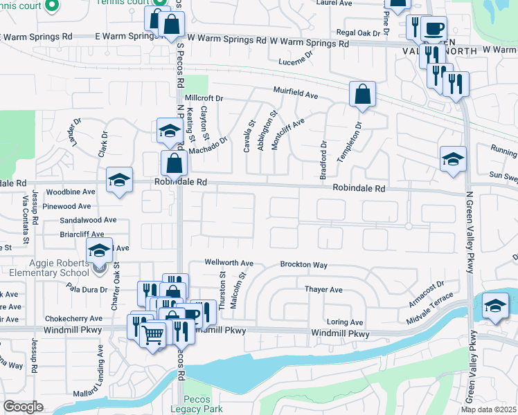 map of restaurants, bars, coffee shops, grocery stores, and more near 276 El Camino Verde Street in Henderson