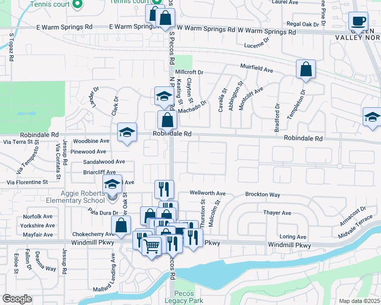 map of restaurants, bars, coffee shops, grocery stores, and more near 2522 Vera Cruz Circle in Henderson