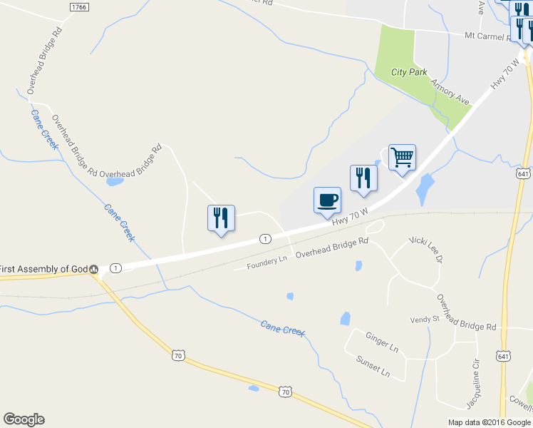 map of restaurants, bars, coffee shops, grocery stores, and more near Overhead Bridge Road in Camden