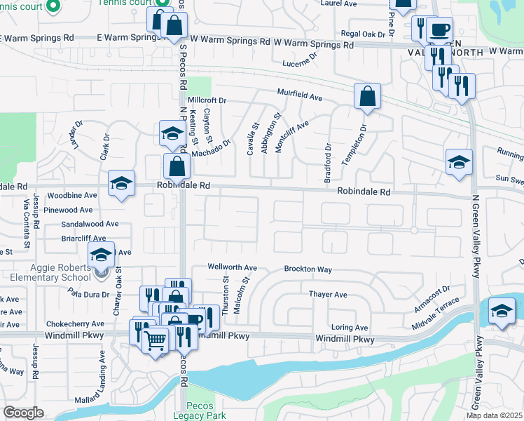 map of restaurants, bars, coffee shops, grocery stores, and more near 276 El Camino Verde Street in Henderson