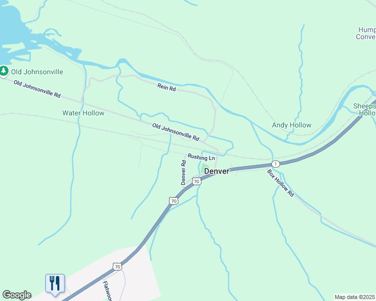 map of restaurants, bars, coffee shops, grocery stores, and more near 147 Denver Road in New Johnsonville