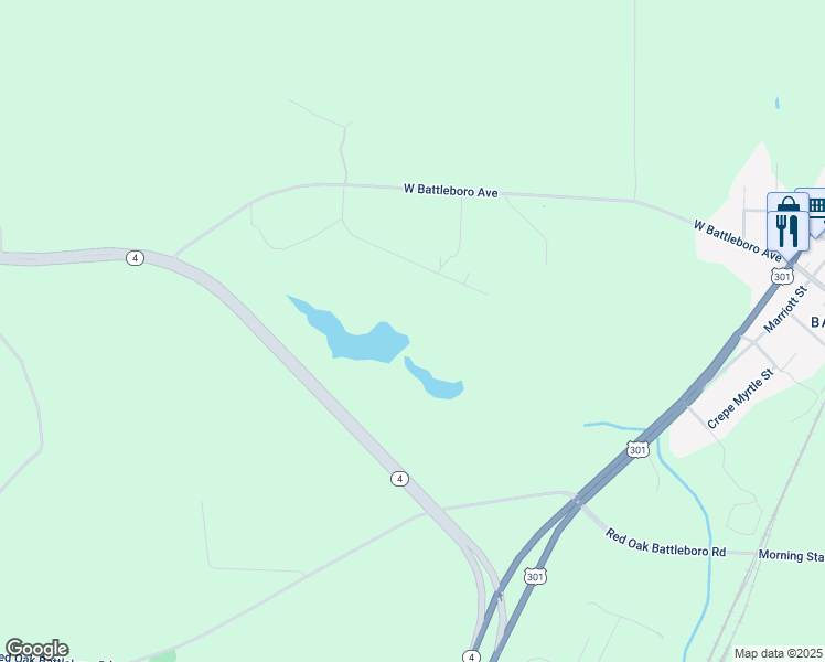 map of restaurants, bars, coffee shops, grocery stores, and more near 114 Brandywine Lane in Nash County