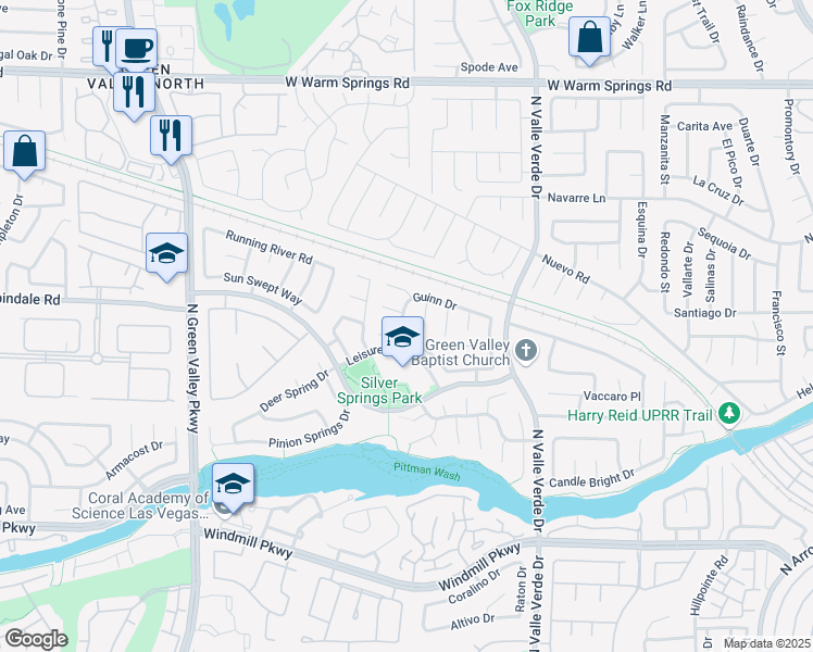 map of restaurants, bars, coffee shops, grocery stores, and more near 281 Comfort Drive in Henderson