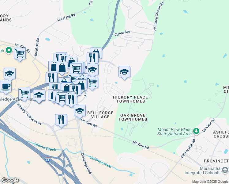 map of restaurants, bars, coffee shops, grocery stores, and more near 1959 Wild Oaks Court in Nashville