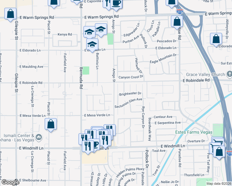 map of restaurants, bars, coffee shops, grocery stores, and more near 7761 Locke Haven Drive in Las Vegas