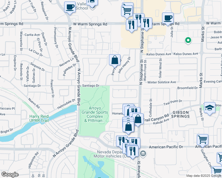 map of restaurants, bars, coffee shops, grocery stores, and more near 283 Seal Court in Henderson
