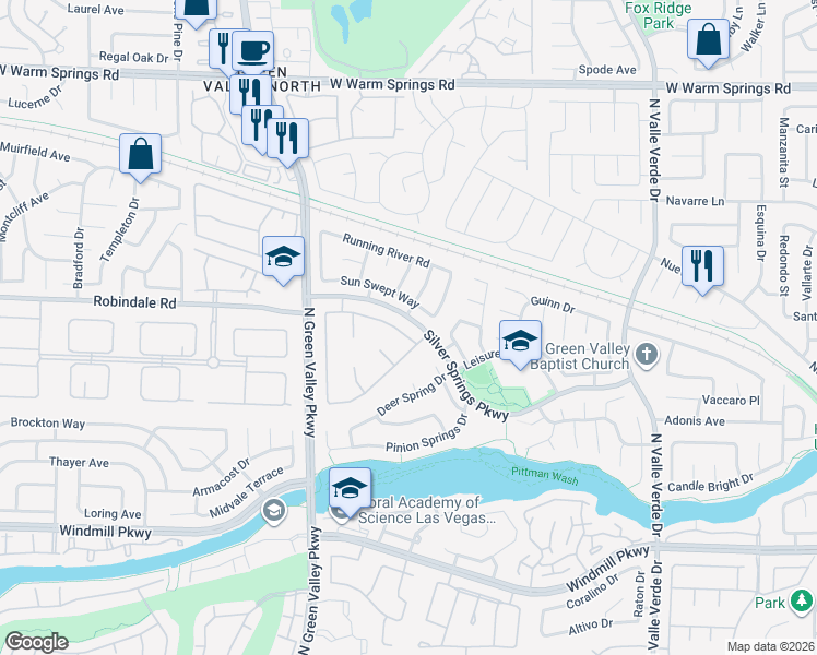 map of restaurants, bars, coffee shops, grocery stores, and more near 2104 Inverness Drive in Henderson