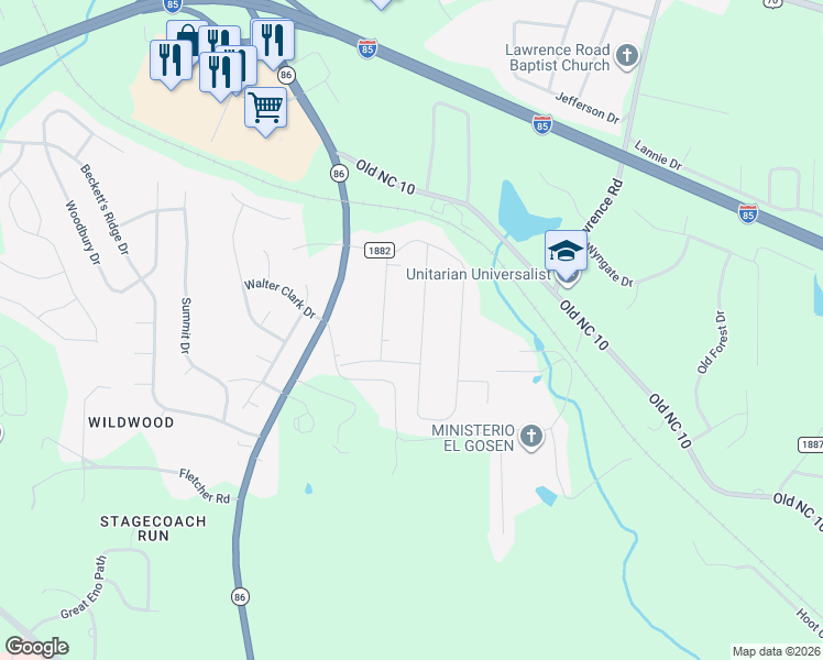 map of restaurants, bars, coffee shops, grocery stores, and more near 2344 Lonnie Circle South in Hillsborough