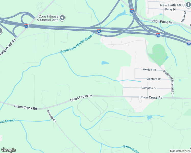 map of restaurants, bars, coffee shops, grocery stores, and more near 2064 Union Cross Road in Winston-Salem