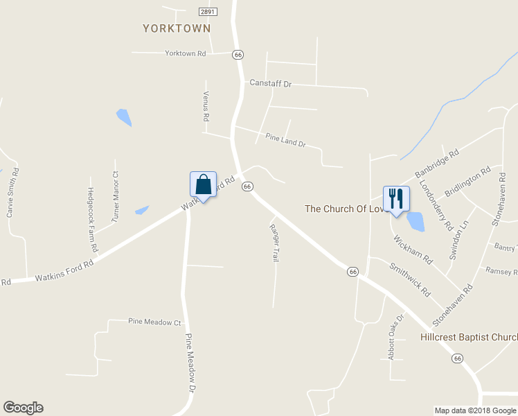 map of restaurants, bars, coffee shops, grocery stores, and more near 2364 North Carolina 66 in Kernersville