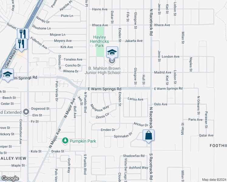 map of restaurants, bars, coffee shops, grocery stores, and more near 834 Purple Sage Terrace in Henderson