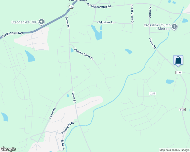 map of restaurants, bars, coffee shops, grocery stores, and more near 1858 Billy T Trail in Mebane