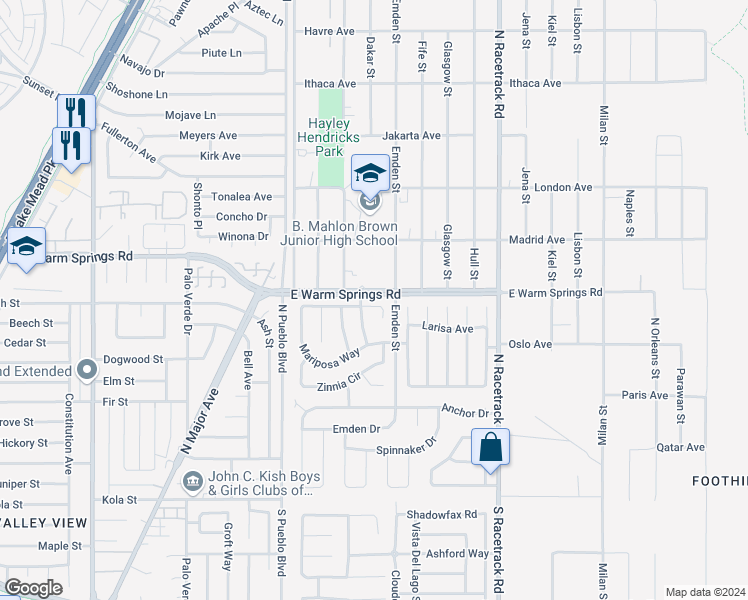 map of restaurants, bars, coffee shops, grocery stores, and more near 834 Purple Sage Terrace in Henderson