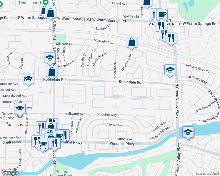 map of restaurants, bars, coffee shops, grocery stores, and more near 2325 Prometheus Court in Henderson
