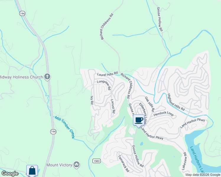 map of restaurants, bars, coffee shops, grocery stores, and more near 163 Longview Road in Newland