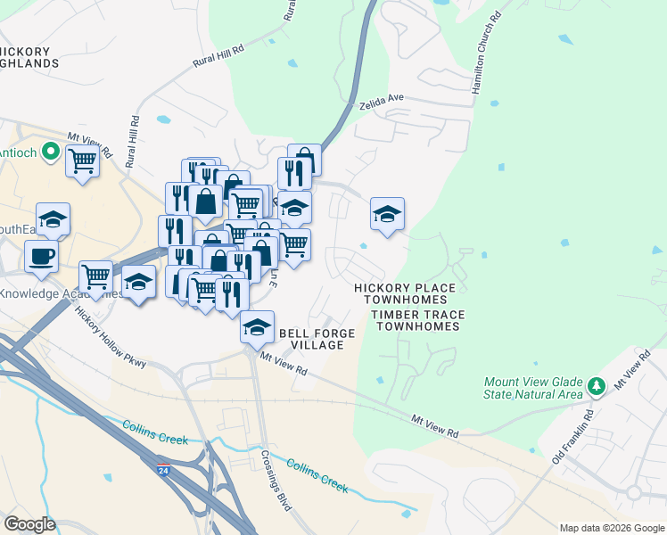 map of restaurants, bars, coffee shops, grocery stores, and more near 1921 Wild Oaks Court in Nashville