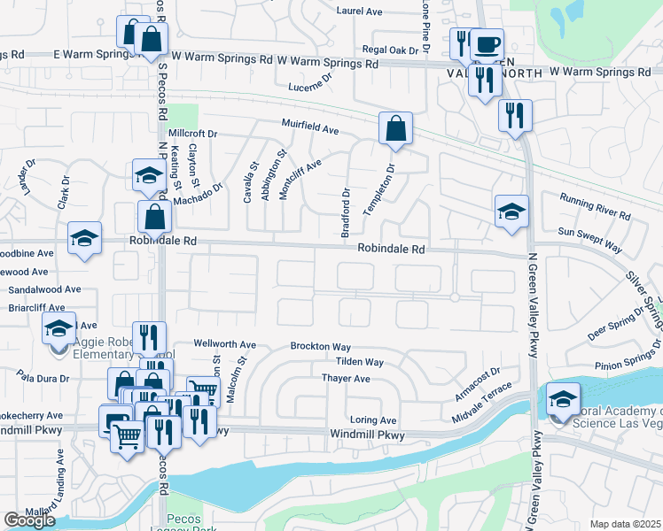map of restaurants, bars, coffee shops, grocery stores, and more near 2325 Prometheus Court in Henderson
