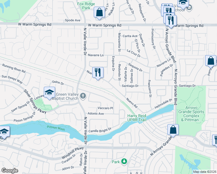 map of restaurants, bars, coffee shops, grocery stores, and more near 271 Sunshine Springs Court in Henderson