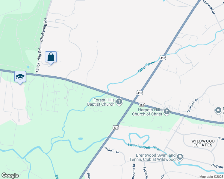 map of restaurants, bars, coffee shops, grocery stores, and more near 2140 Old Hickory Boulevard in Nashville