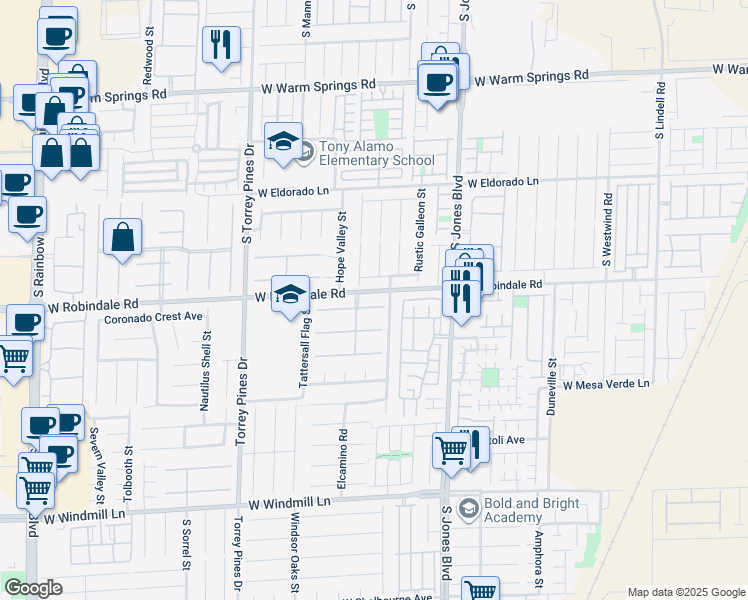 map of restaurants, bars, coffee shops, grocery stores, and more near 6244 Mighty Flotilla Avenue in Las Vegas
