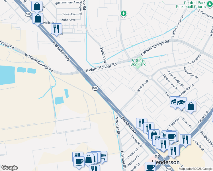 map of restaurants, bars, coffee shops, grocery stores, and more near 500-658 North Boulder Highway in Henderson