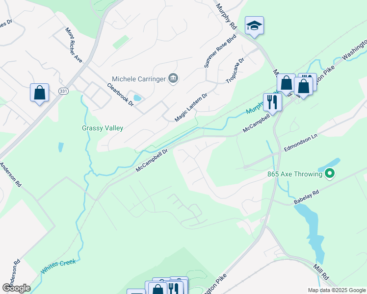 map of restaurants, bars, coffee shops, grocery stores, and more near 4643 Aylesbury Drive in Knoxville