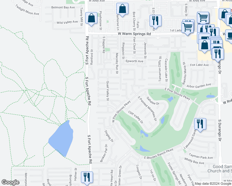 map of restaurants, bars, coffee shops, grocery stores, and more near 180 Duck Hollow Avenue in Las Vegas