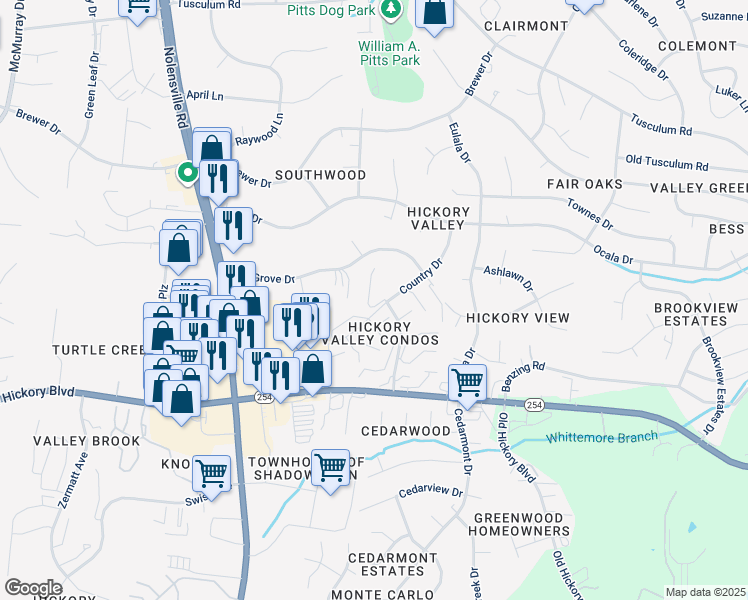 map of restaurants, bars, coffee shops, grocery stores, and more near 5515 Country Drive in Nashville
