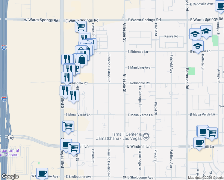 map of restaurants, bars, coffee shops, grocery stores, and more near 7744 Rancho Destino Road in Las Vegas