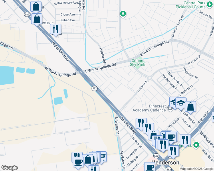 map of restaurants, bars, coffee shops, grocery stores, and more near 125 Piano Lane in Henderson