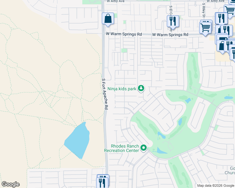 map of restaurants, bars, coffee shops, grocery stores, and more near 83 Rock Run Street in Las Vegas