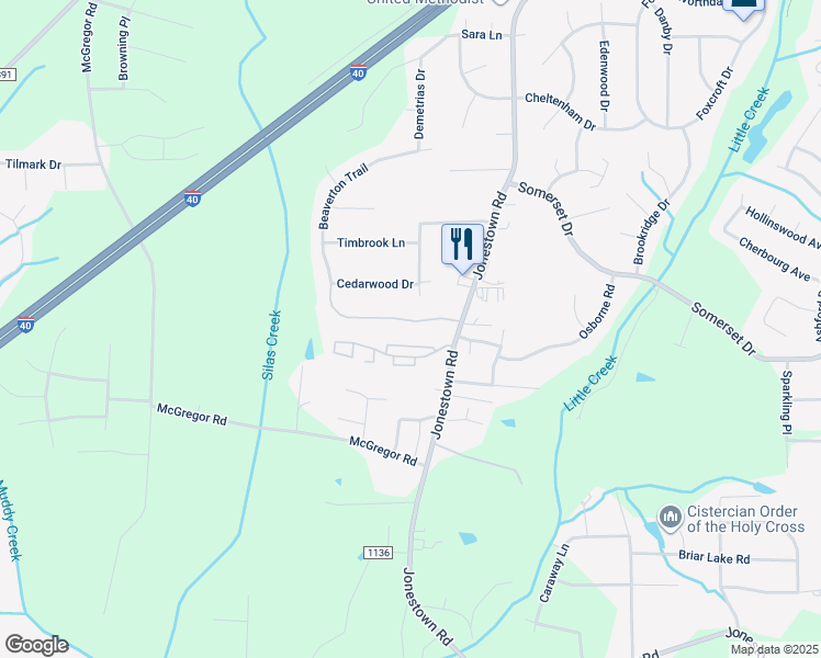 map of restaurants, bars, coffee shops, grocery stores, and more near 1232 Beaverton Trail in Winston-Salem