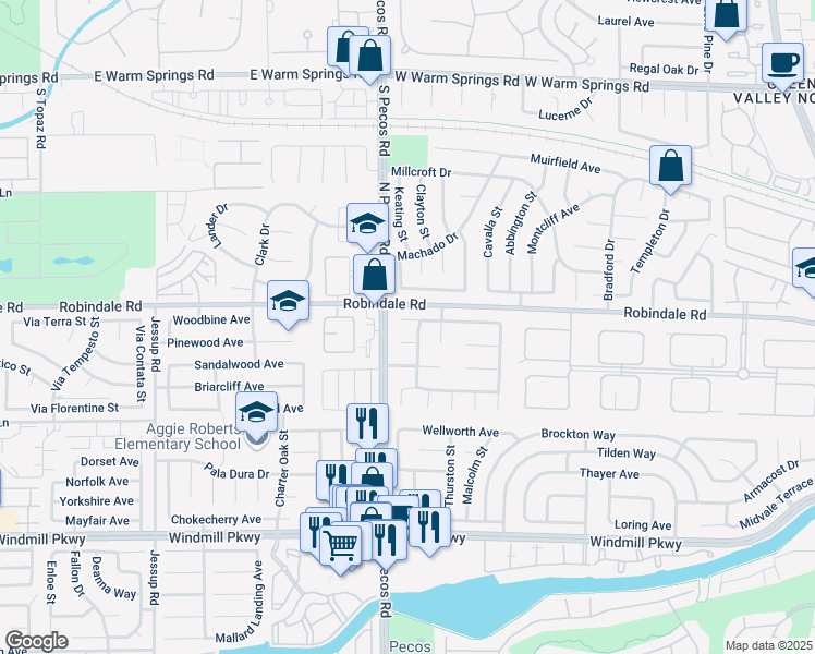 map of restaurants, bars, coffee shops, grocery stores, and more near 2531 El Paso Grande Avenue in Henderson