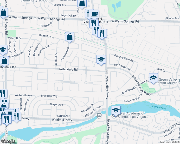 map of restaurants, bars, coffee shops, grocery stores, and more near 2233 Versailles Court in Henderson