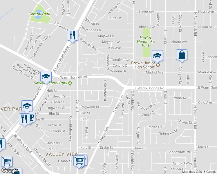 map of restaurants, bars, coffee shops, grocery stores, and more near 500 Fork Mesa Court in Henderson