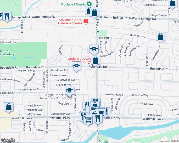 map of restaurants, bars, coffee shops, grocery stores, and more near in Henderson
