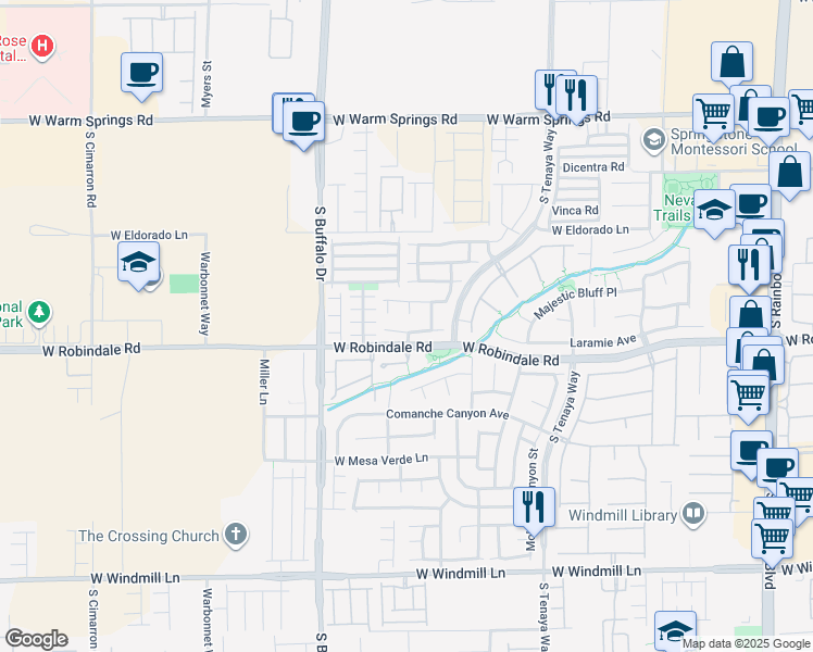 map of restaurants, bars, coffee shops, grocery stores, and more near 7635 Dry Well Street in Las Vegas