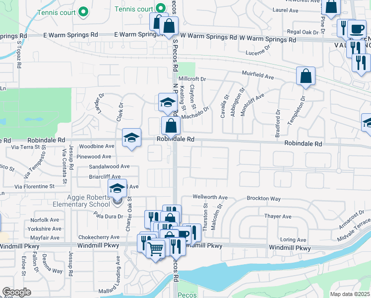 map of restaurants, bars, coffee shops, grocery stores, and more near 2531 El Paso Grande Avenue in Henderson