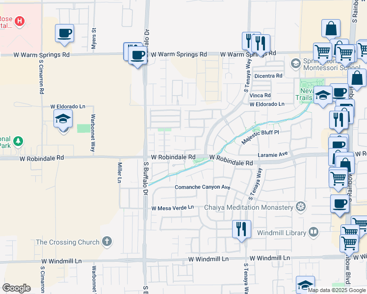map of restaurants, bars, coffee shops, grocery stores, and more near 7635 Dry Well Street in Las Vegas