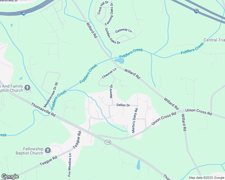 map of restaurants, bars, coffee shops, grocery stores, and more near 2350 Naomi Drive in Winston-Salem