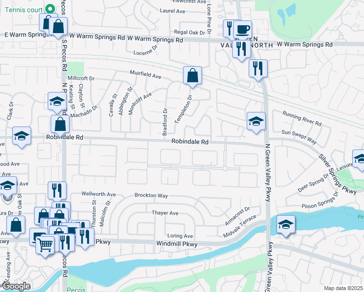 map of restaurants, bars, coffee shops, grocery stores, and more near 2309 Prometheus Court in Henderson