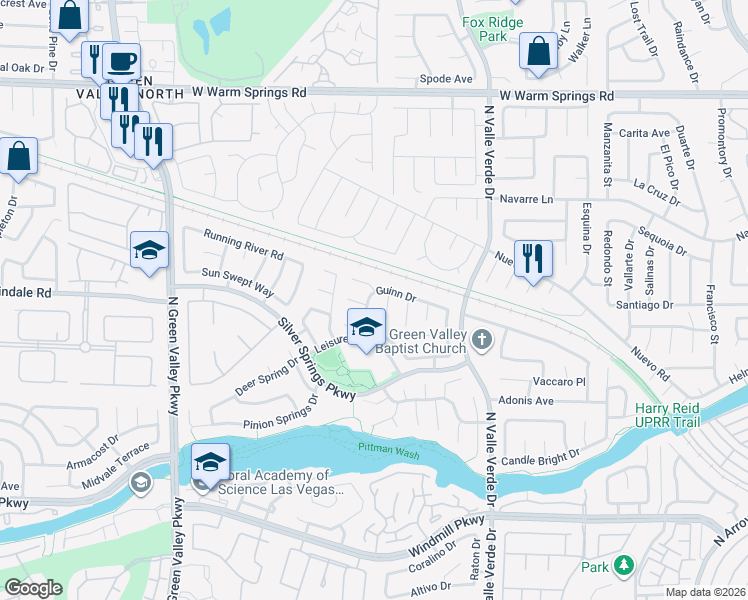 map of restaurants, bars, coffee shops, grocery stores, and more near 1939 Guinn Drive in Henderson