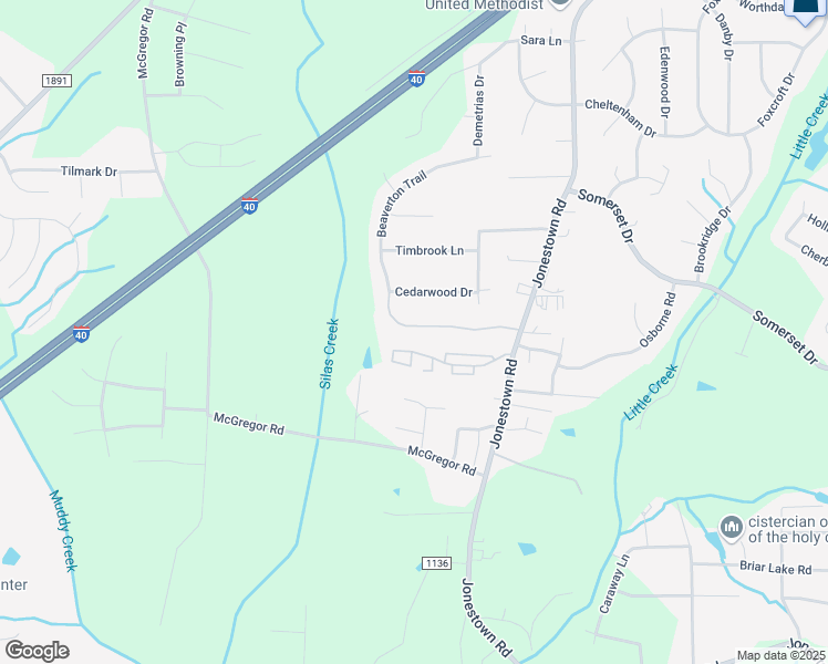 map of restaurants, bars, coffee shops, grocery stores, and more near 1268 Beaverton Trail in Winston-Salem