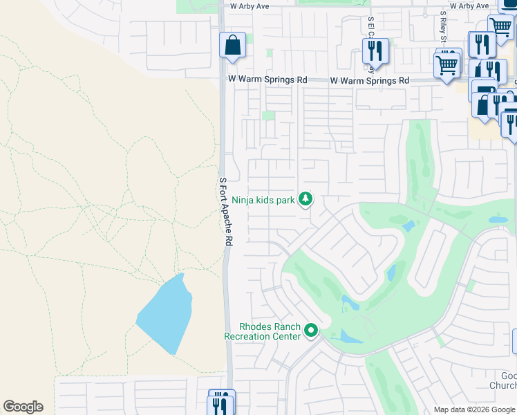 map of restaurants, bars, coffee shops, grocery stores, and more near 257 Rusty Plank Avenue in Las Vegas
