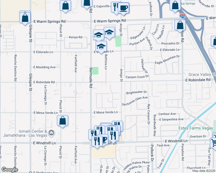 map of restaurants, bars, coffee shops, grocery stores, and more near 7719 Villa Montara Street in Las Vegas