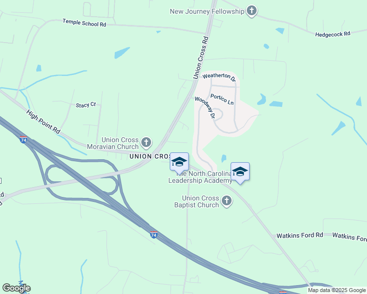 map of restaurants, bars, coffee shops, grocery stores, and more near 4324 Pinewood Terrace in Kernersville