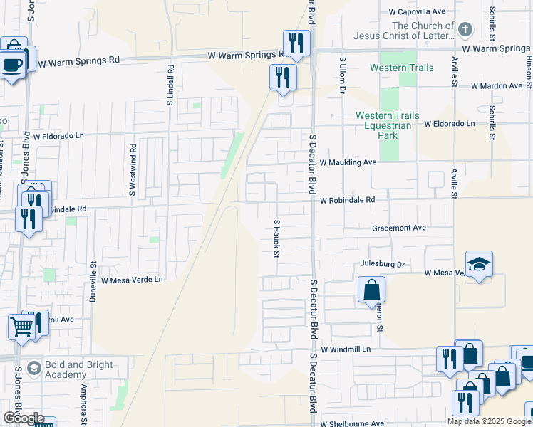 map of restaurants, bars, coffee shops, grocery stores, and more near 7727 South Coral Cactus Court in Las Vegas
